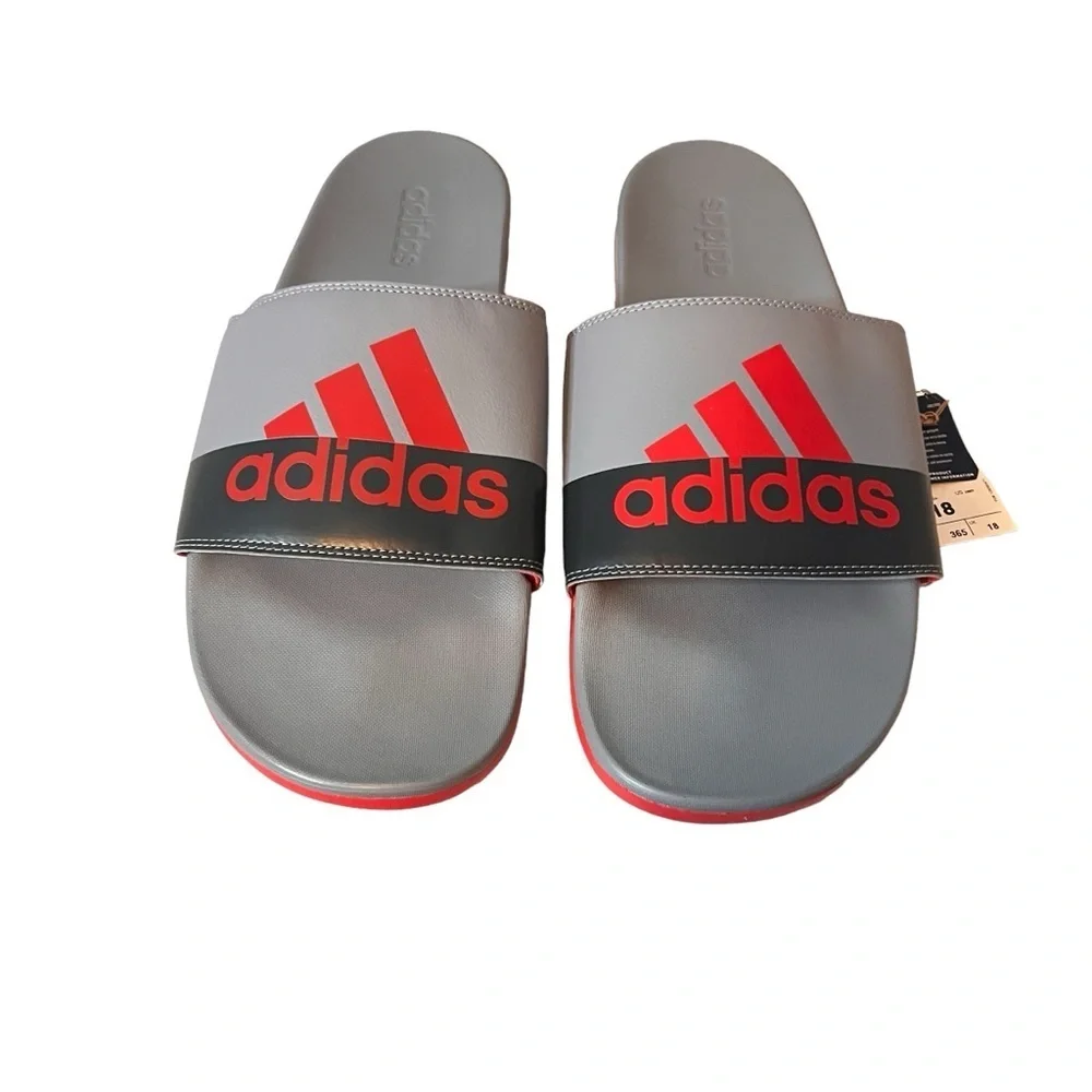 Adidas Adilette Comfort Mens Shoes Size 18, Color: Vivid Red/Grey Three-Carbon
